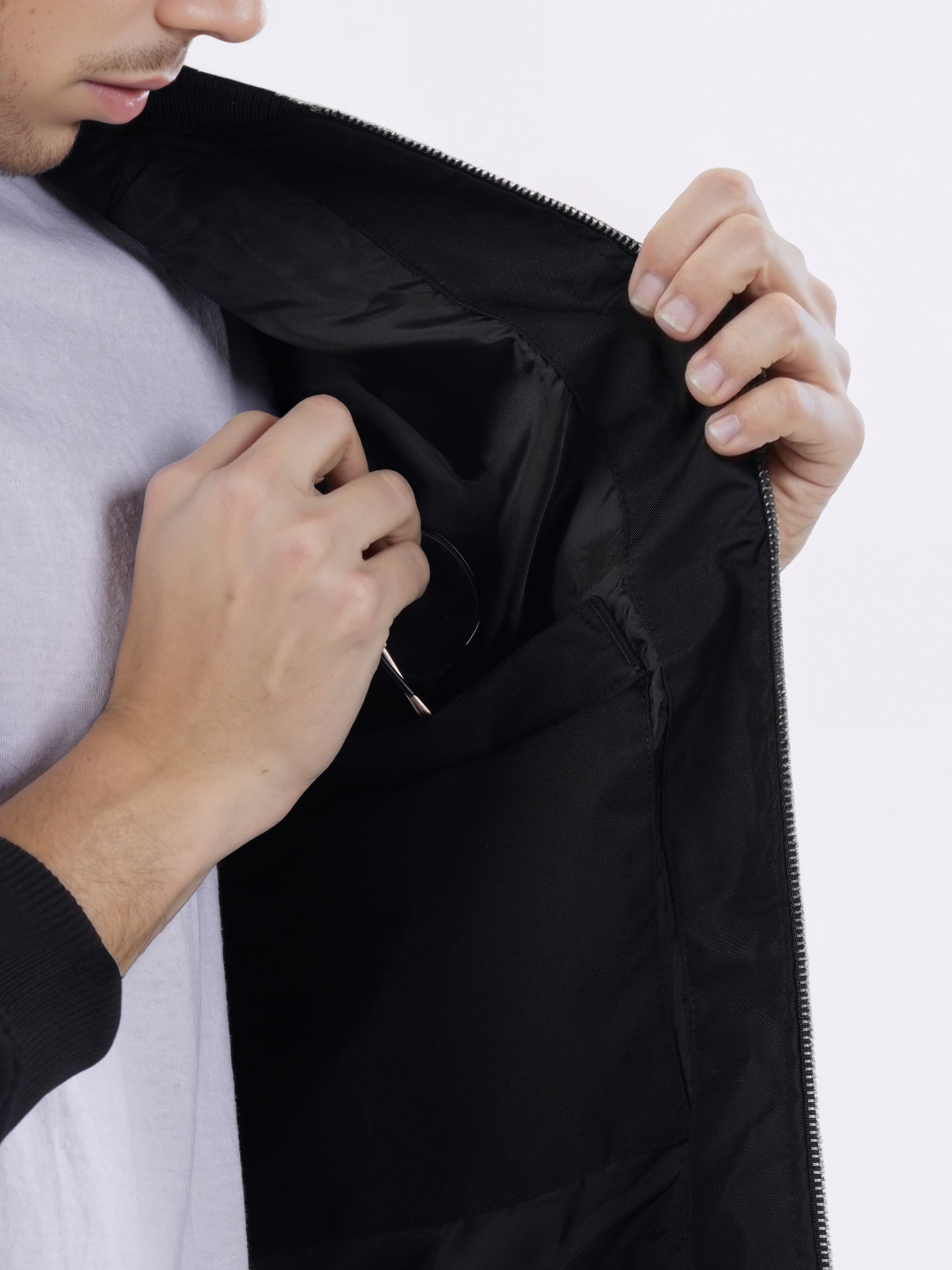 Celio* Men Black Solid Regular Fit Cotton Jackets