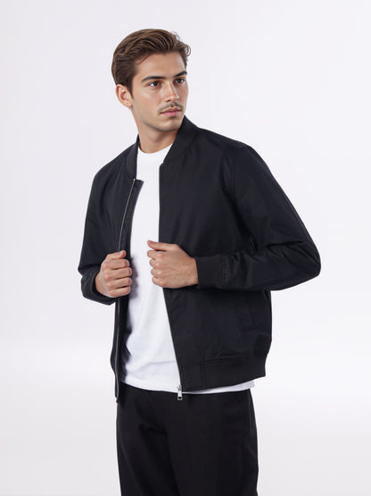 Celio* Men Black Solid Regular Fit Cotton Jackets
