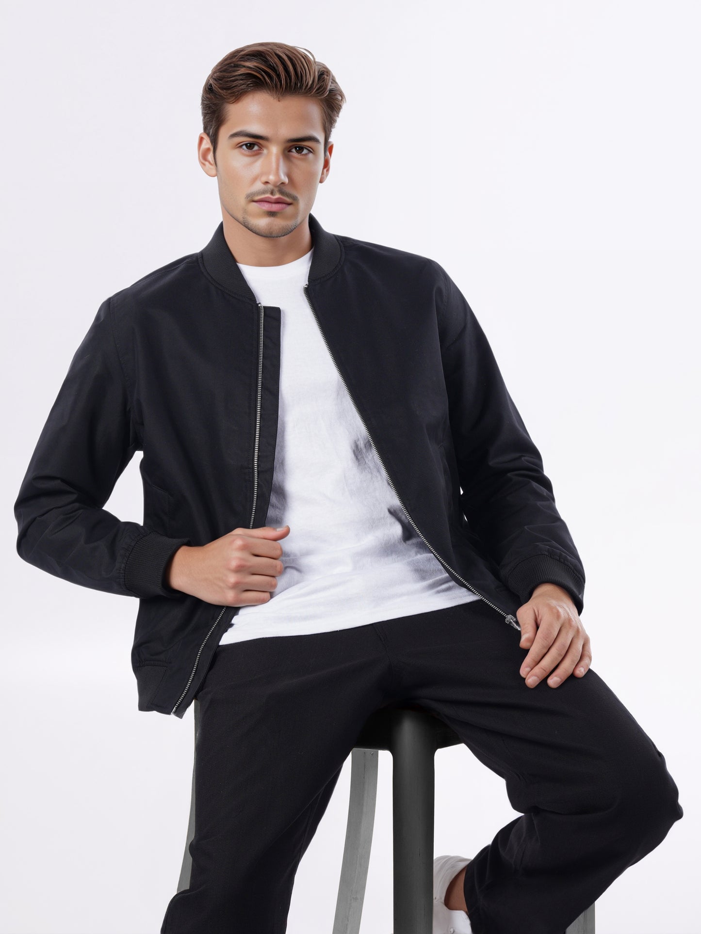 Celio* Men Black Solid Regular Fit Cotton Jackets