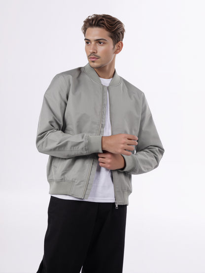 Celio* Men Grey Solid Regular Fit Cotton Jackets