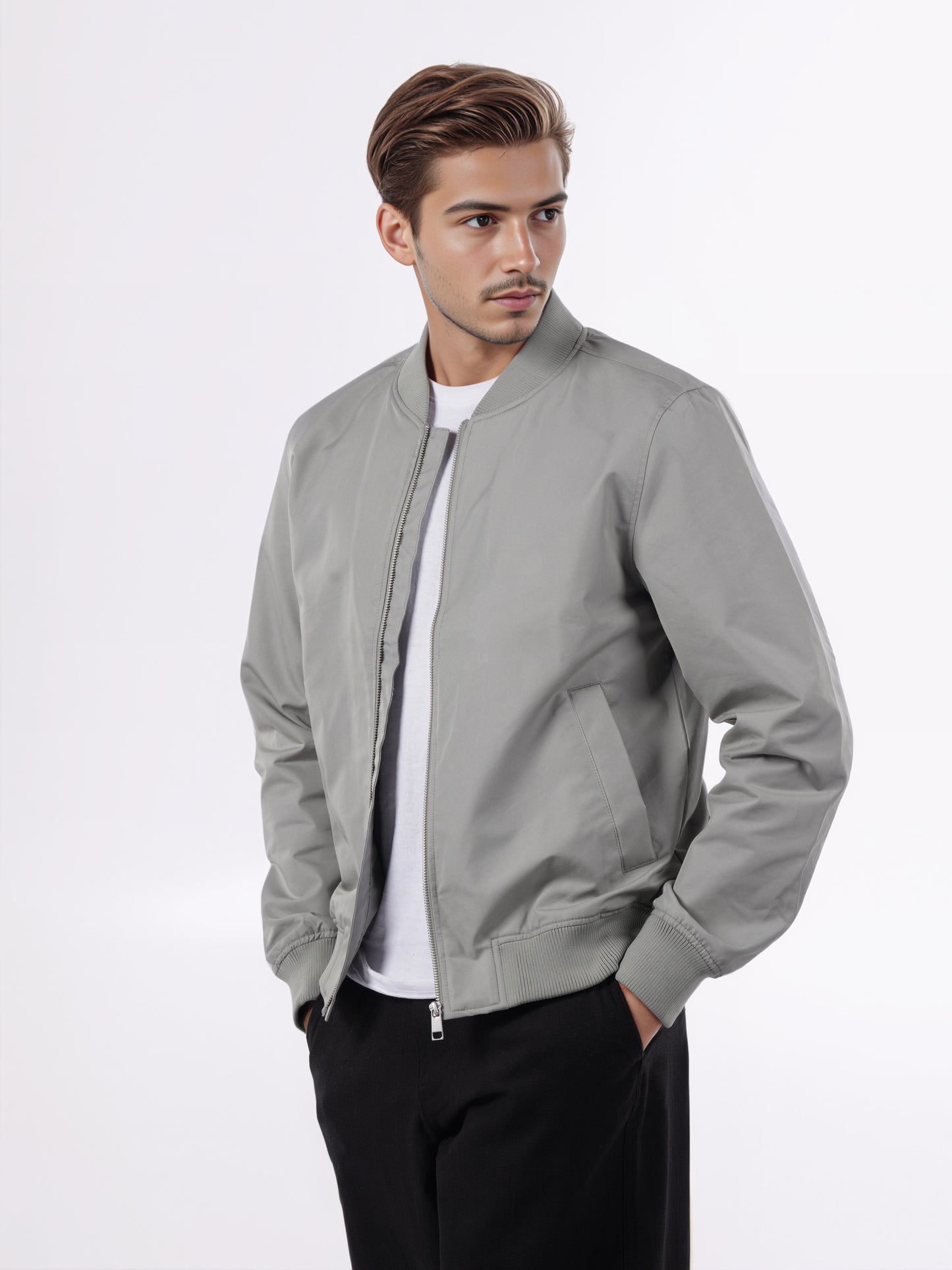 Celio* Men Grey Solid Regular Fit Cotton Jackets