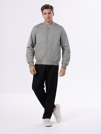 Celio* Men Grey Solid Regular Fit Cotton Jackets