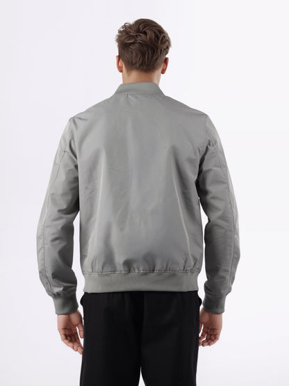 Celio* Men Grey Solid Regular Fit Cotton Jackets