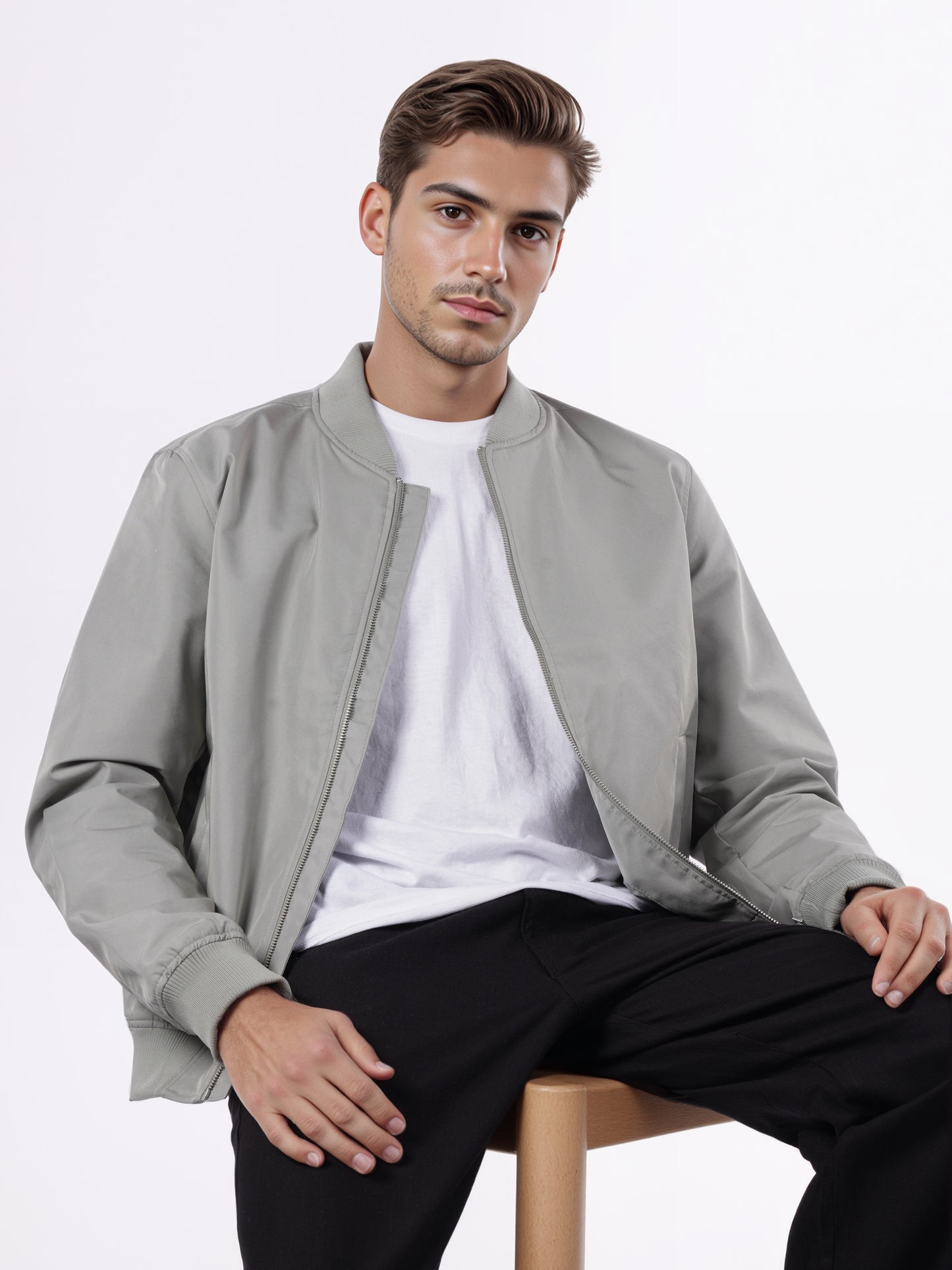 Celio* Men Grey Solid Regular Fit Cotton Jackets