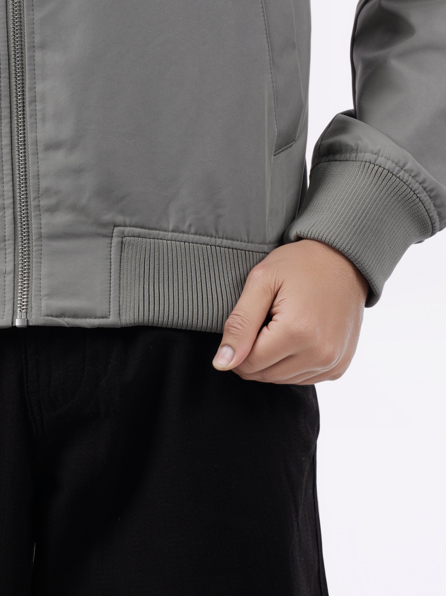 Celio* Men Grey Solid Regular Fit Cotton Jackets