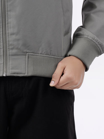 Celio* Men Grey Solid Regular Fit Cotton Jackets