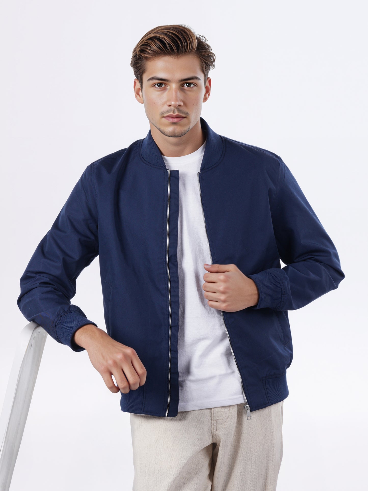 Celio* Men Navy Blue Solid Regular Fit Cotton Jackets