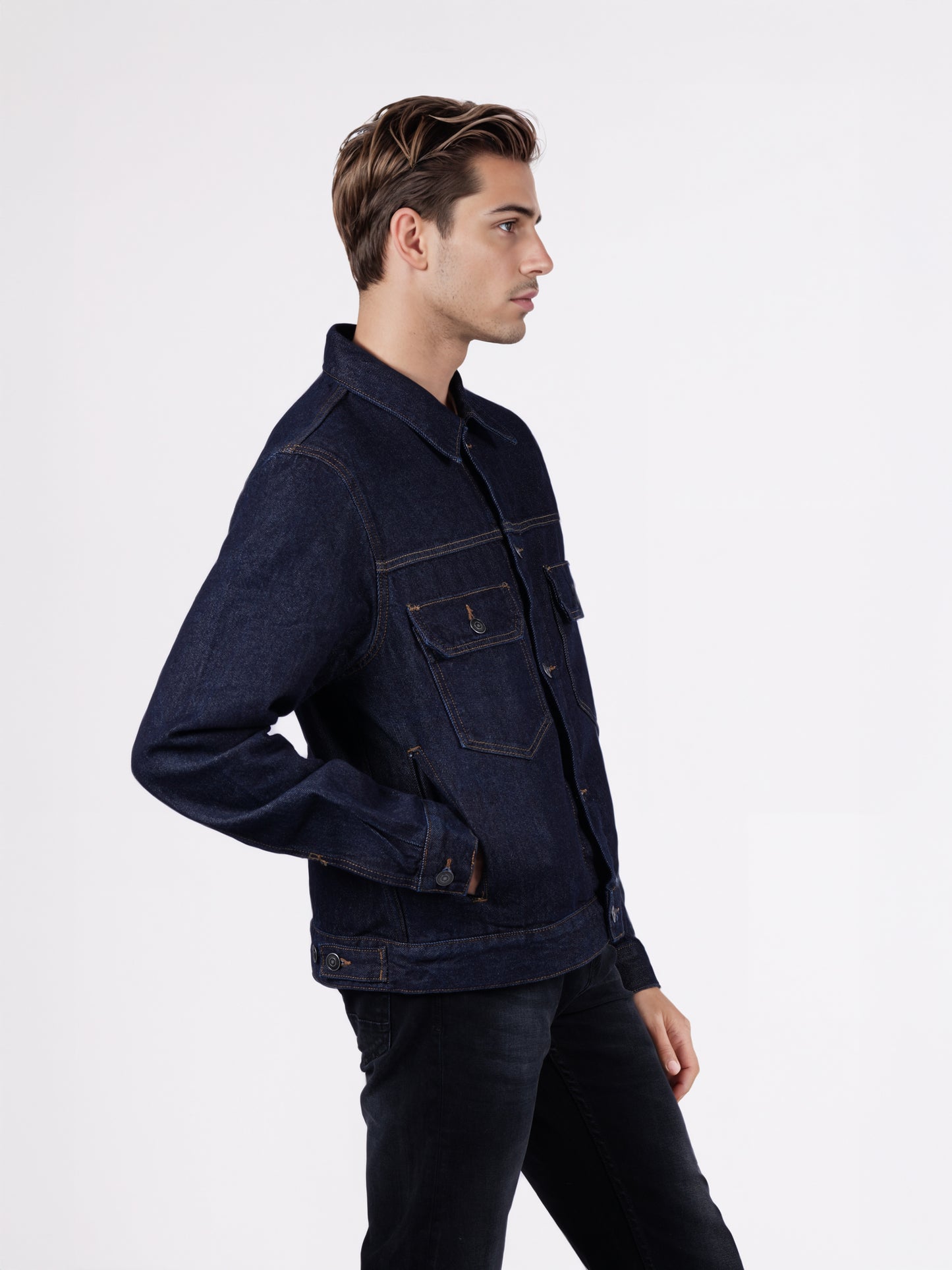 Celio* Men Black Solid Regular Fit Cotton Jackets