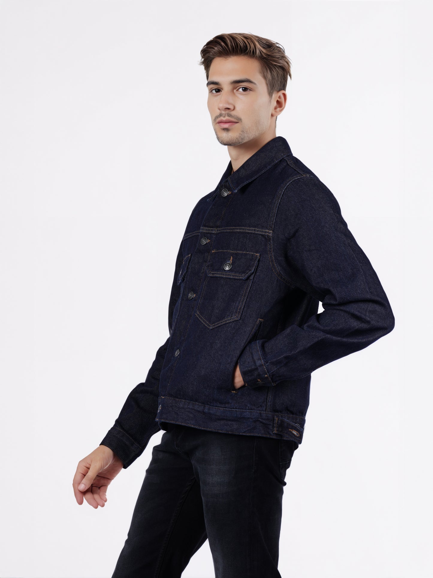 Celio* Men Black Solid Regular Fit Cotton Jackets