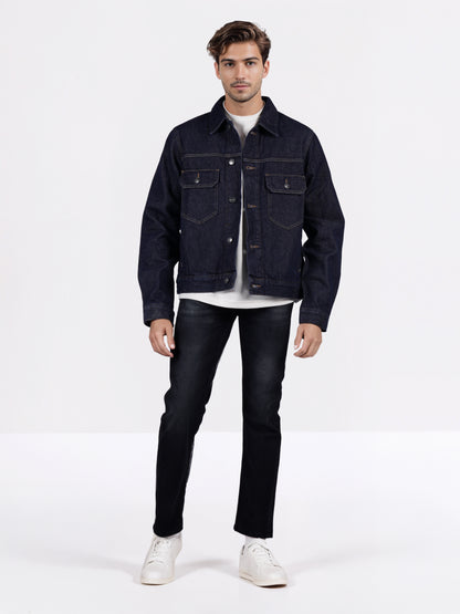 Celio* Men Black Solid Regular Fit Cotton Jackets