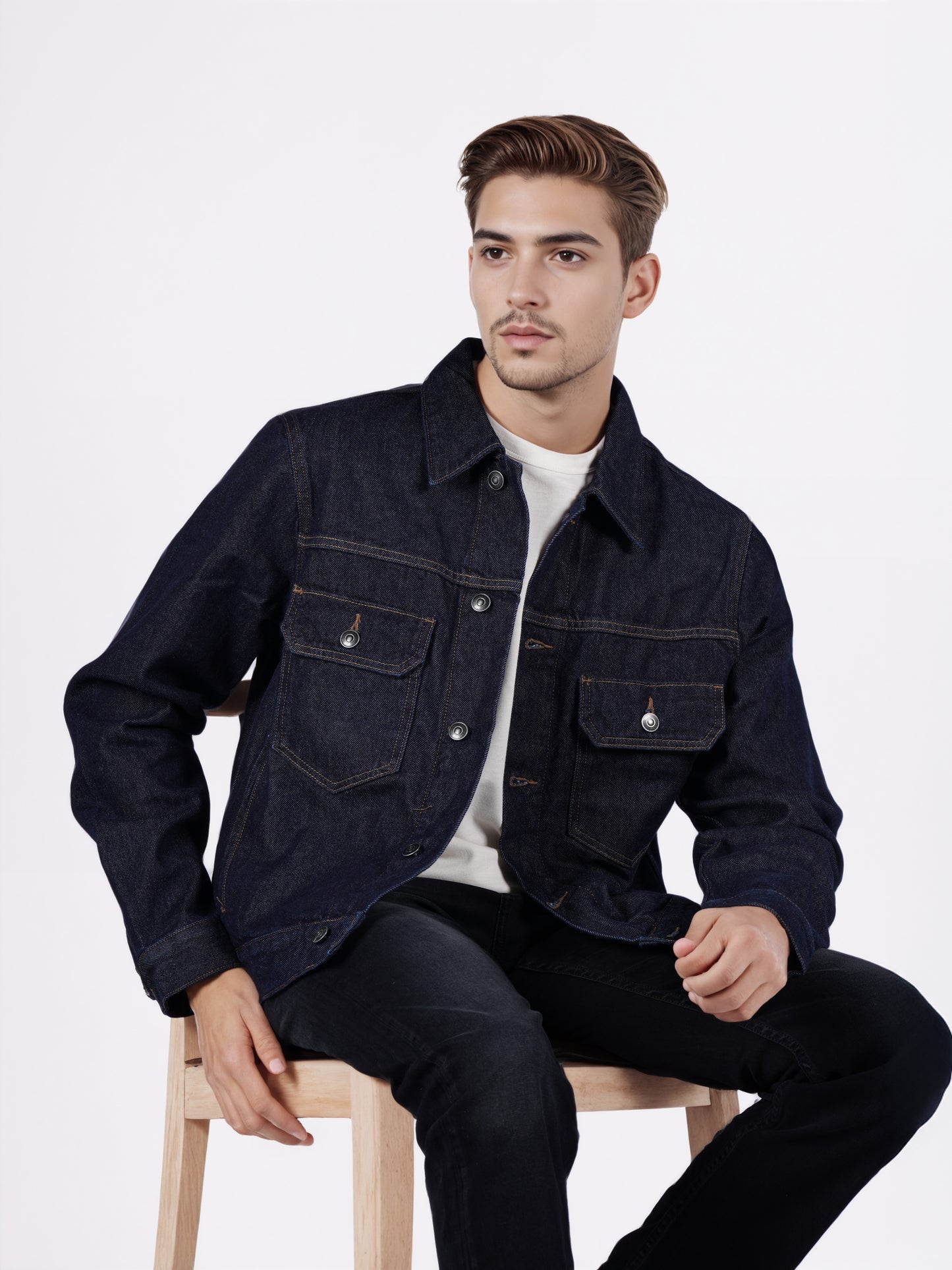 Celio* Men Black Solid Regular Fit Cotton Jackets