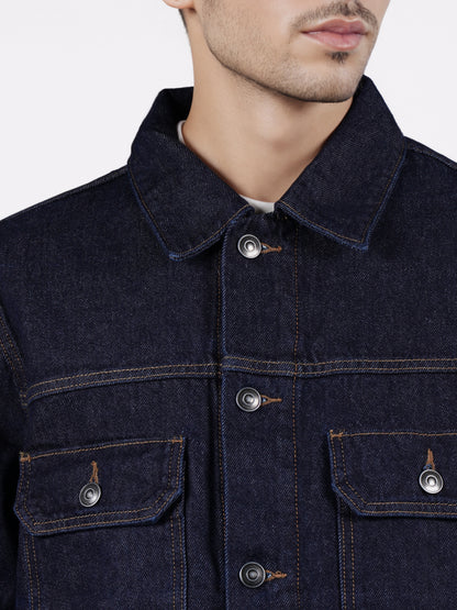 Celio* Men Black Solid Regular Fit Cotton Jackets