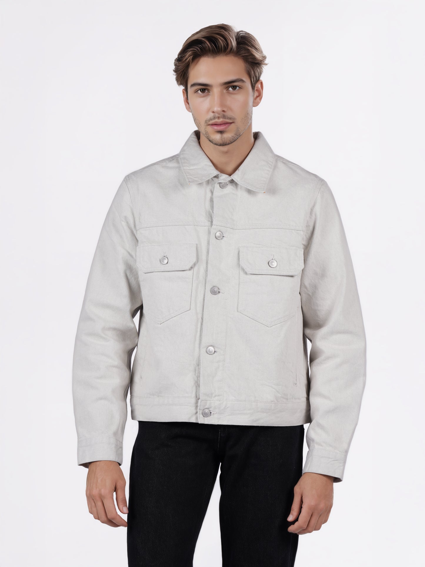 Celio Men Beige Solid Regular Fit Cotton Jackets