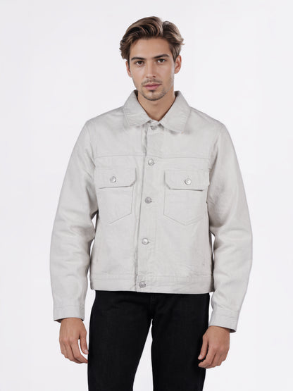 Celio Men Beige Solid Regular Fit Cotton Jackets