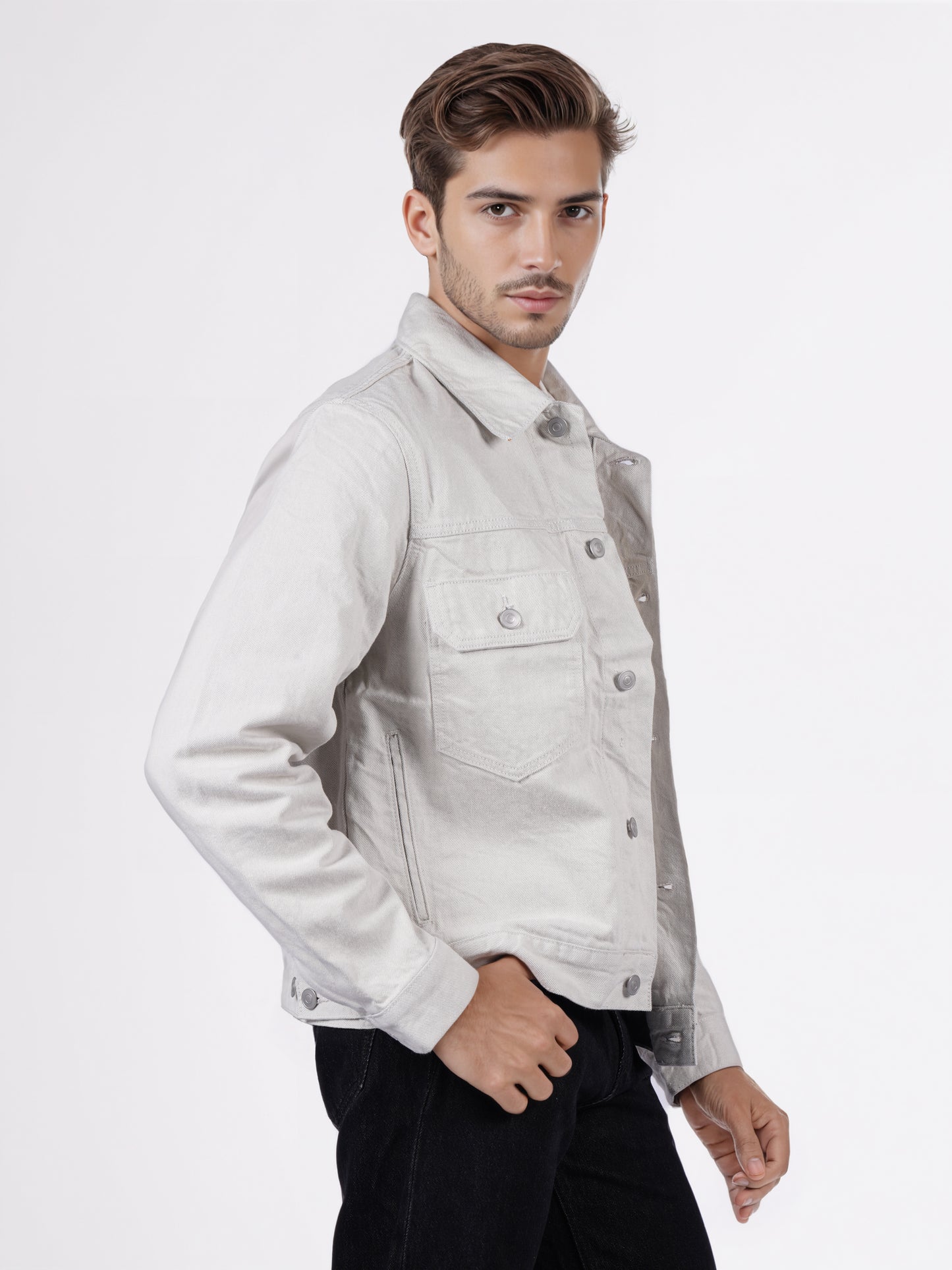 Celio Men Beige Solid Regular Fit Cotton Jackets