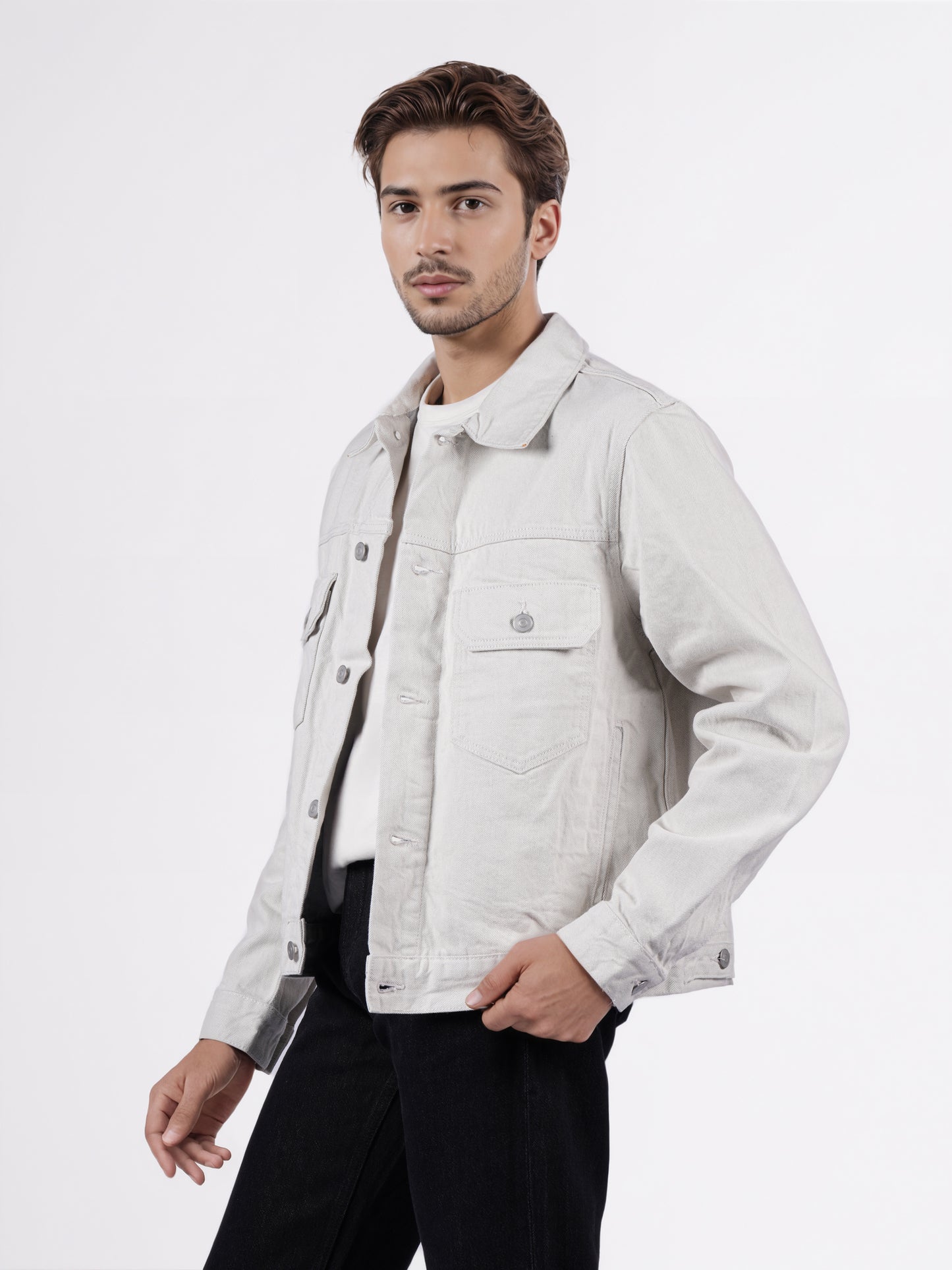 Celio Men Beige Solid Regular Fit Cotton Jackets