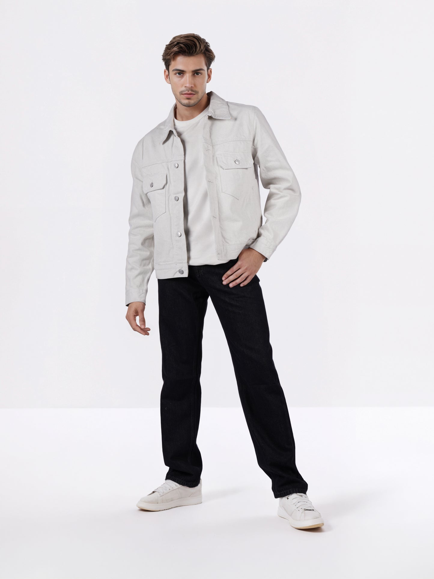 Celio Men Beige Solid Regular Fit Cotton Jackets