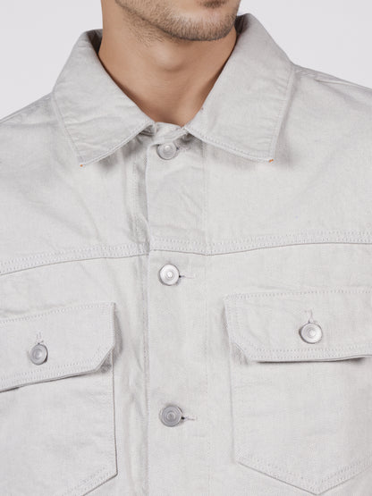 Celio Men Beige Solid Regular Fit Cotton Jackets