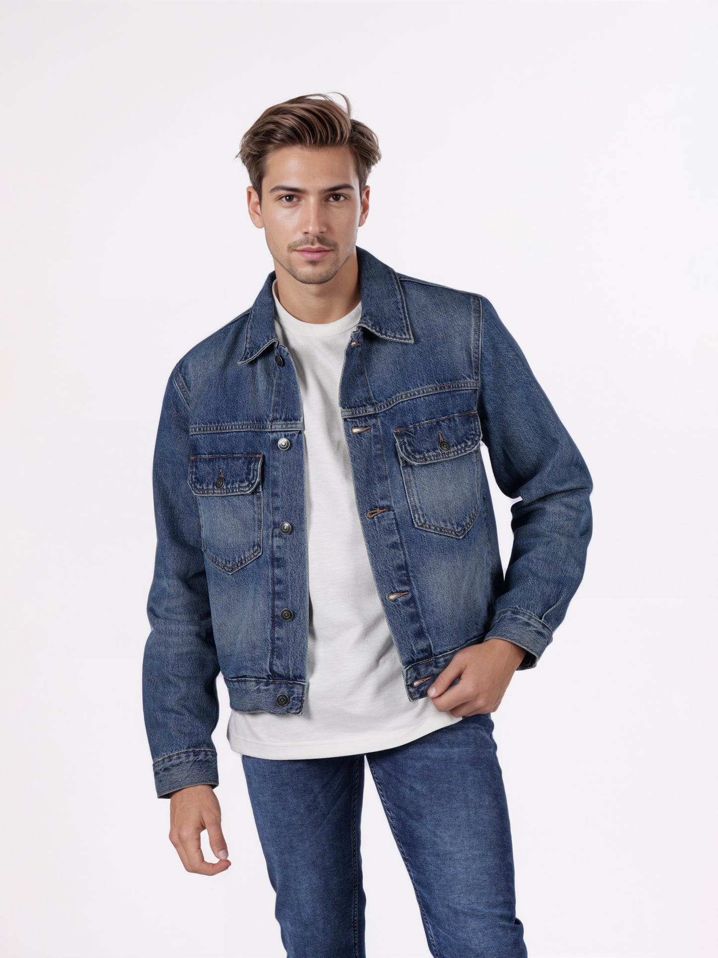 Celio* Men Blue Solid Regular Fit Cotton Jackets