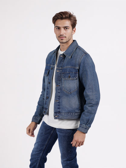 Celio* Men Blue Solid Regular Fit Cotton Jackets