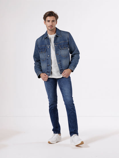 Celio* Men Blue Solid Regular Fit Cotton Jackets