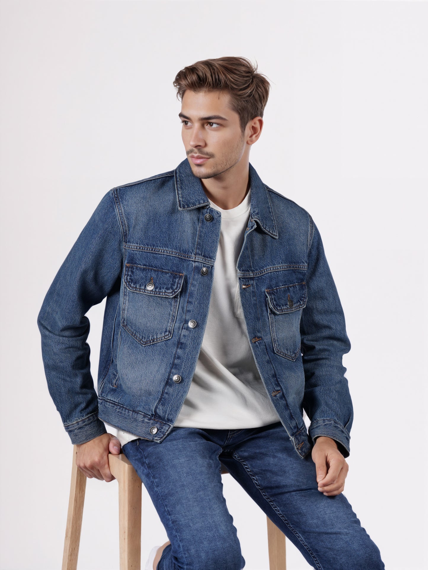 Celio* Men Blue Solid Regular Fit Cotton Jackets