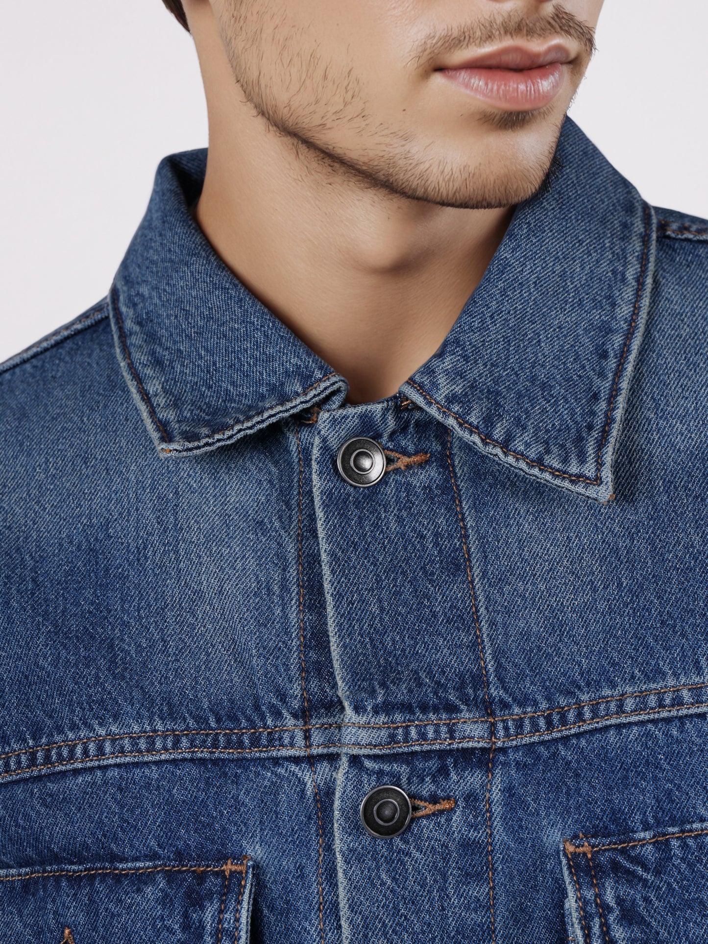 Celio* Men Blue Solid Regular Fit Cotton Jackets