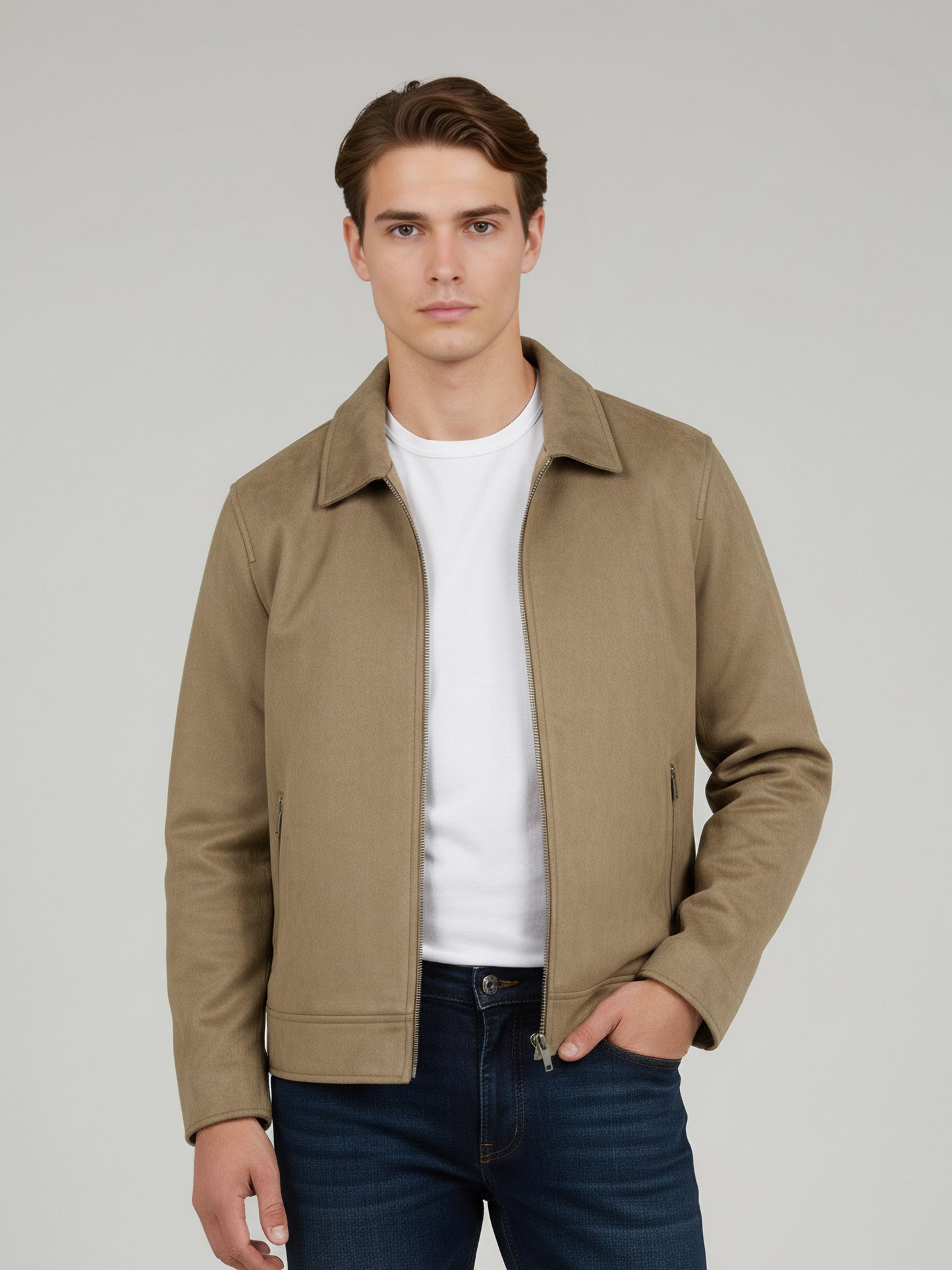 Celio* Men Beige Solid Regular Fit Polyester Jackets