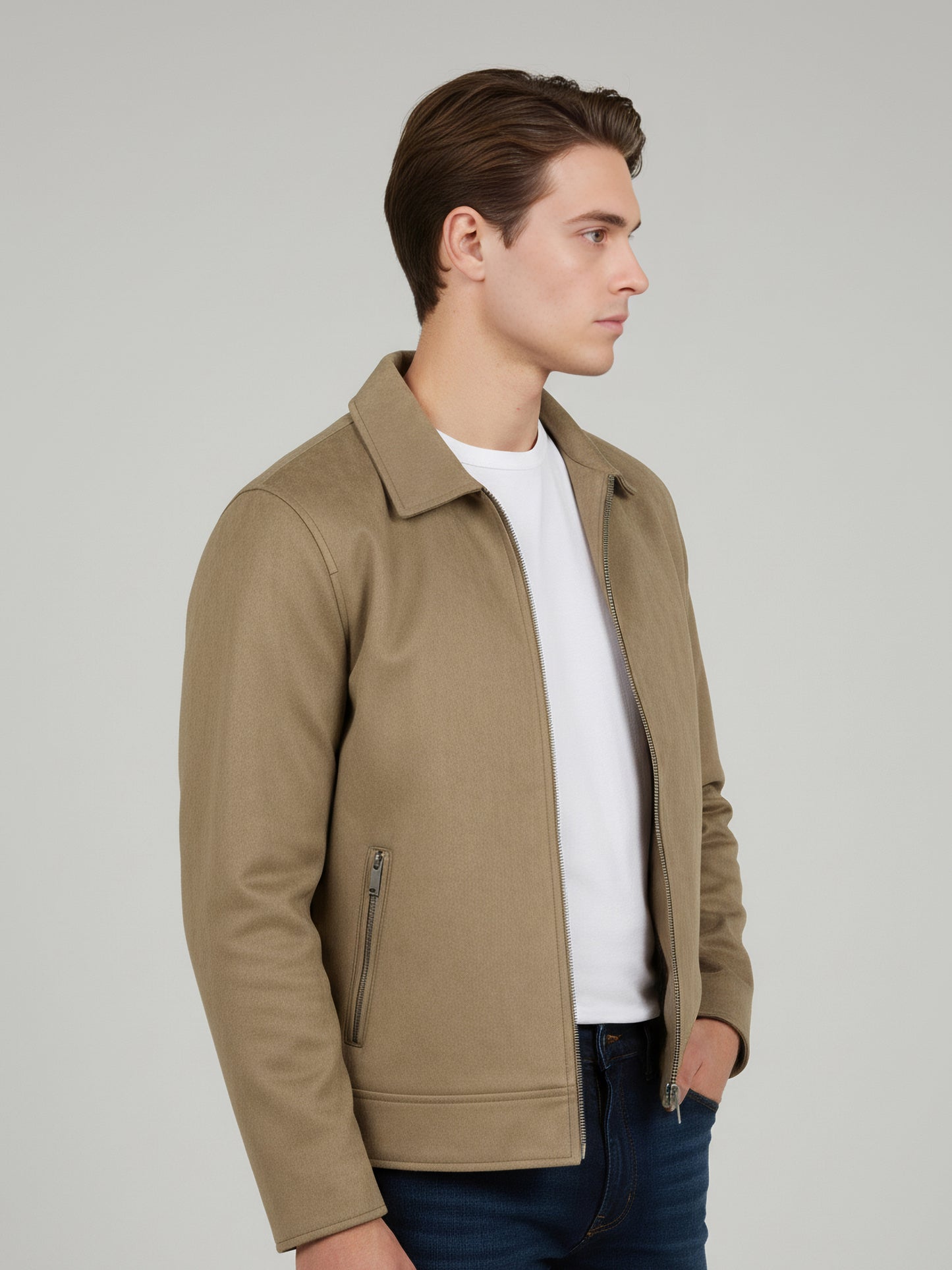 Celio* Men Beige Solid Regular Fit Polyester Jackets