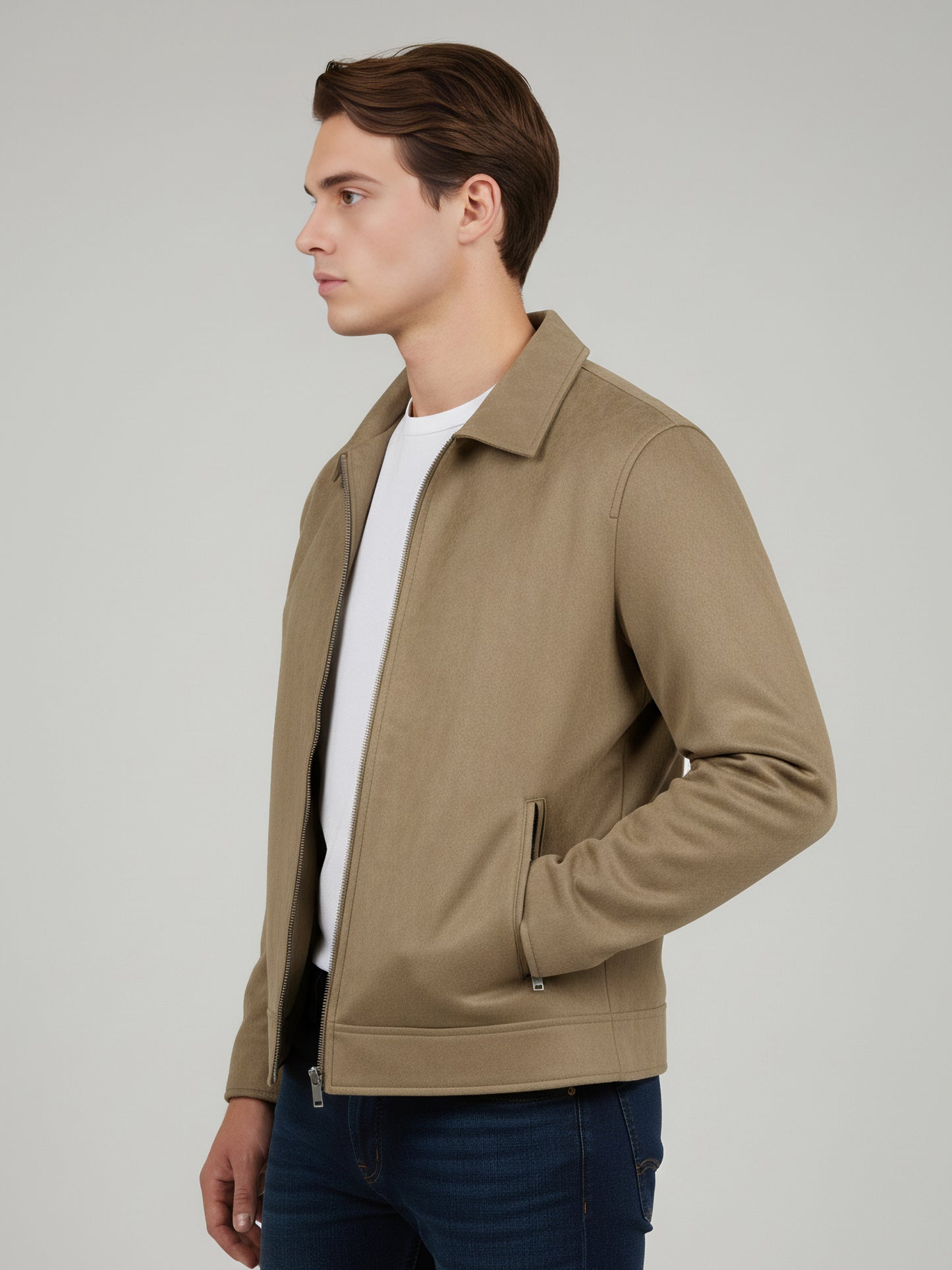 Celio* Men Beige Solid Regular Fit Polyester Jackets