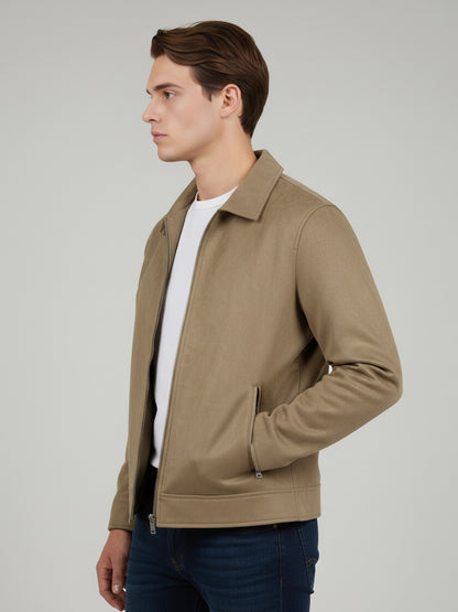 Celio* Men Beige Solid Regular Fit Polyester Jackets