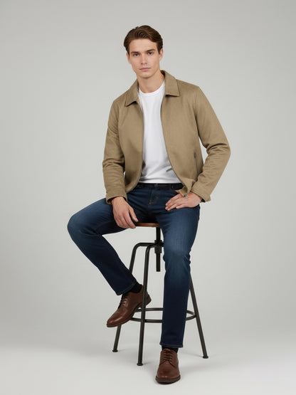 Celio* Men Beige Solid Regular Fit Polyester Jackets