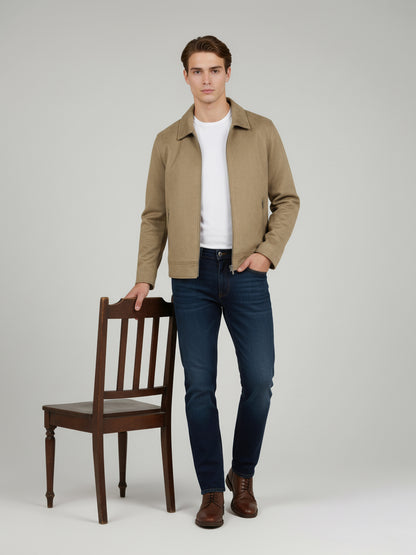 Celio* Men Beige Solid Regular Fit Polyester Jackets