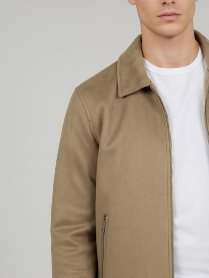 Celio* Men Beige Solid Regular Fit Polyester Jackets