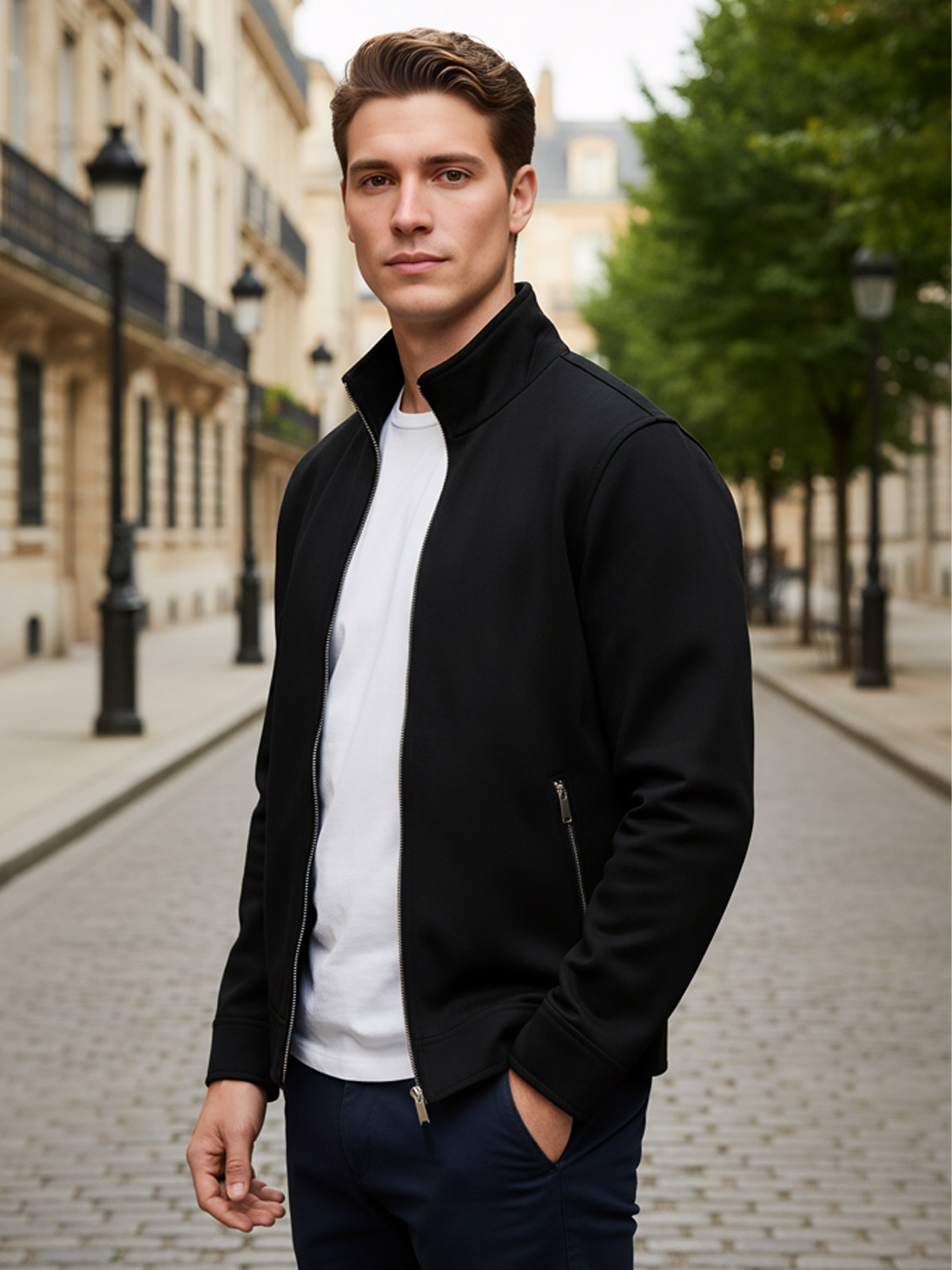 Celio Men Black Solid Regular Fit Polyester Jackets