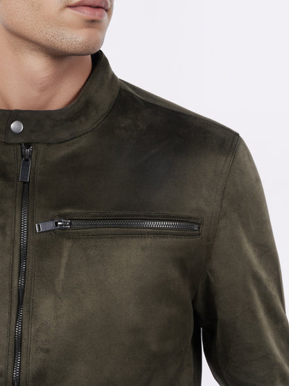 Celio* Men Olive Solid Regular Fit Polyester Jacket