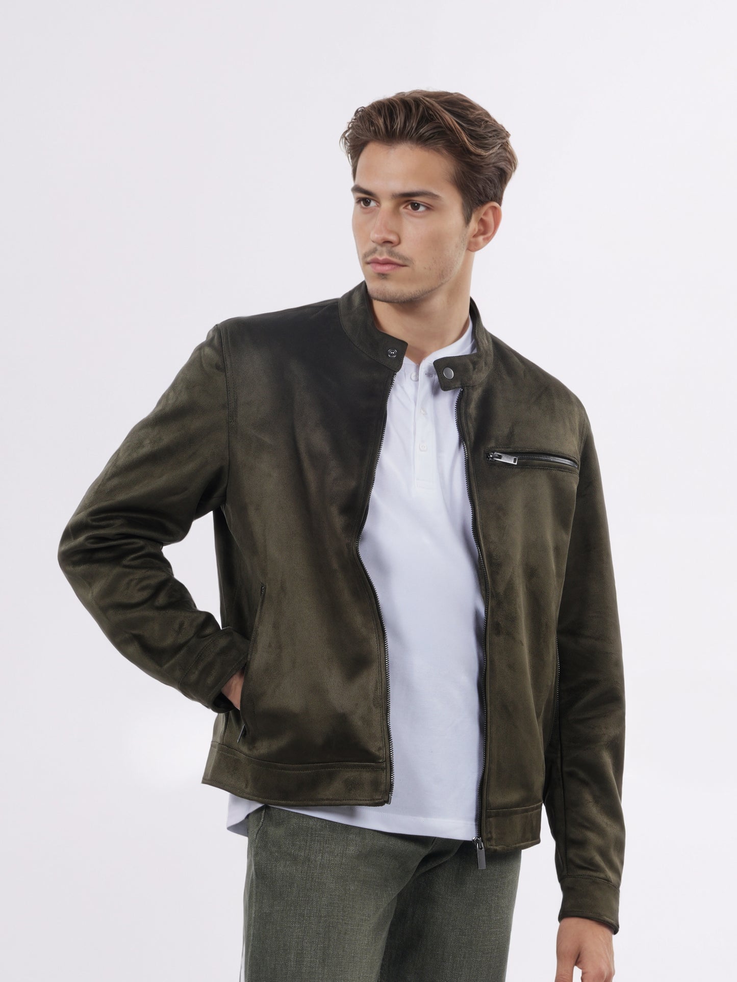 Celio* Men Olive Solid Regular Fit Polyester Jacket