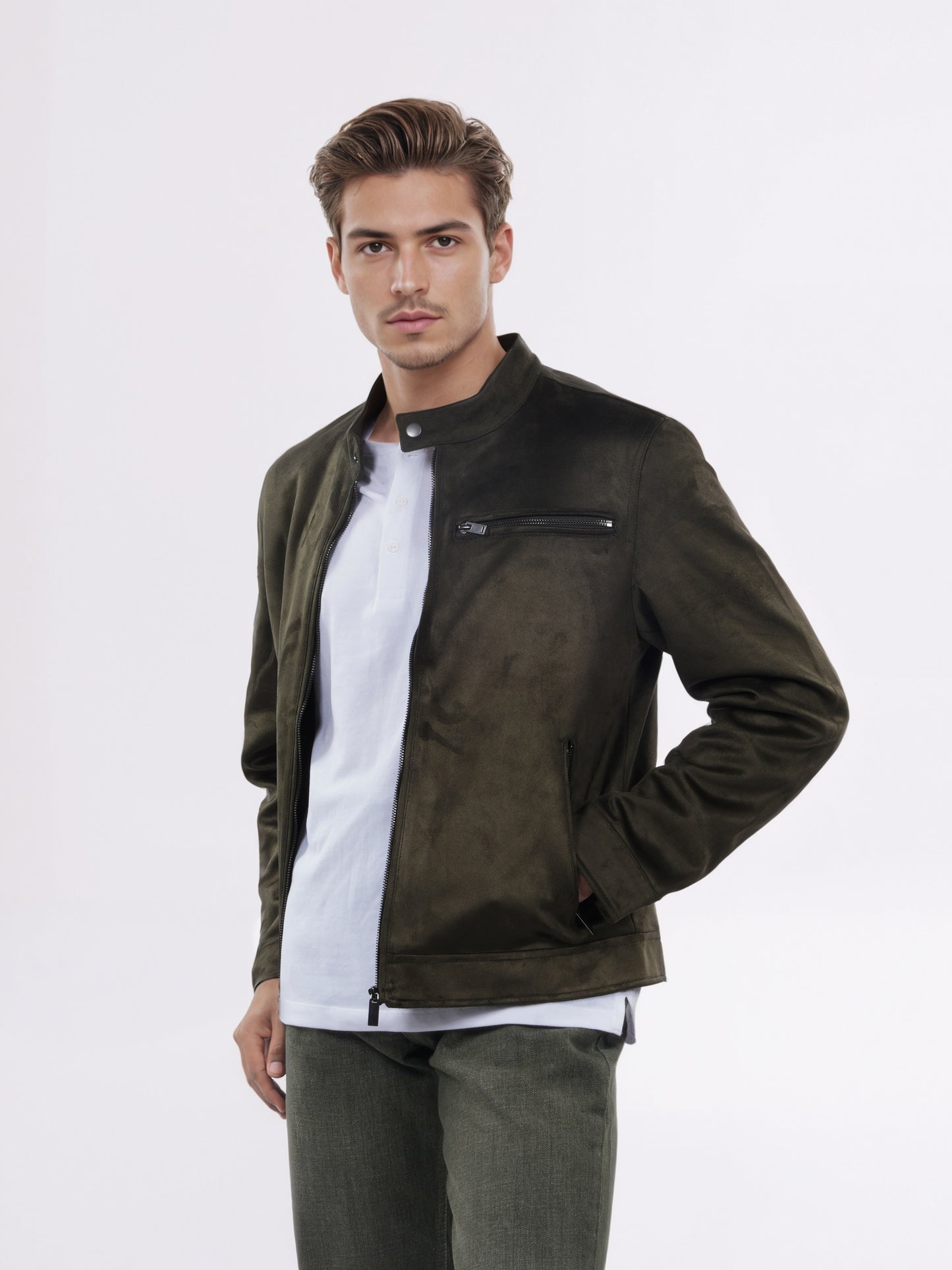 Celio* Men Olive Solid Regular Fit Polyester Jacket