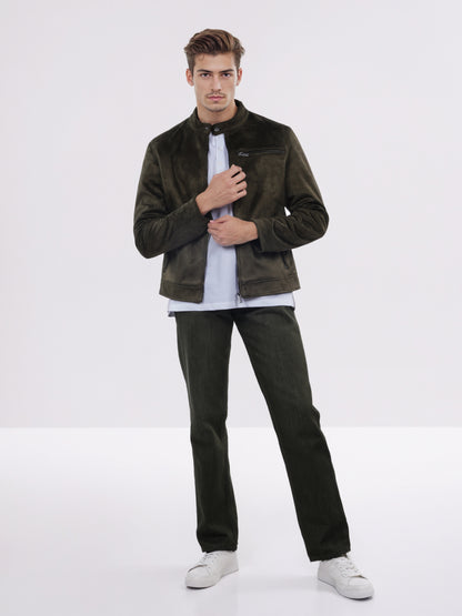 Celio* Men Olive Solid Regular Fit Polyester Jacket