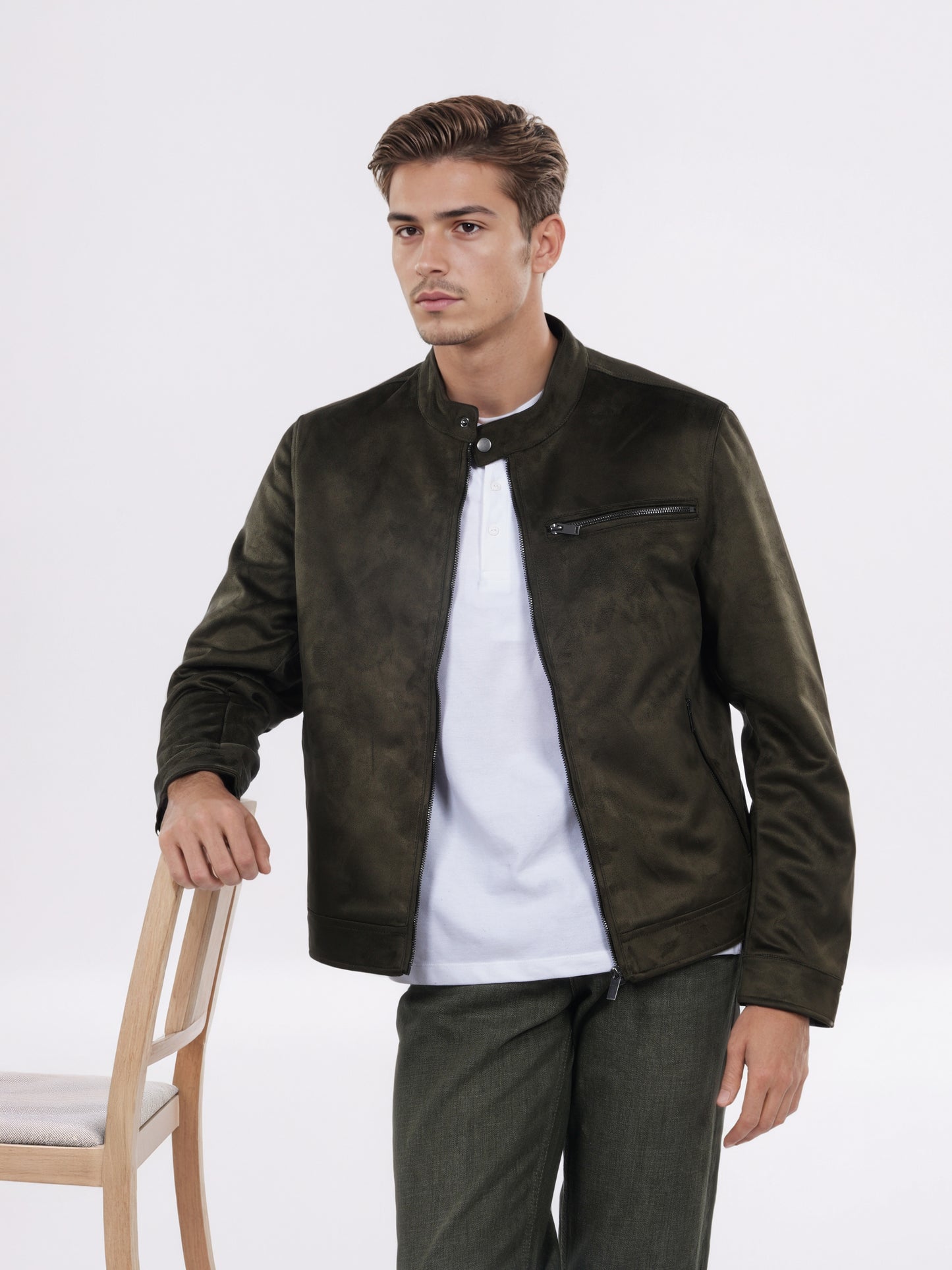 Celio* Men Olive Solid Regular Fit Polyester Jacket