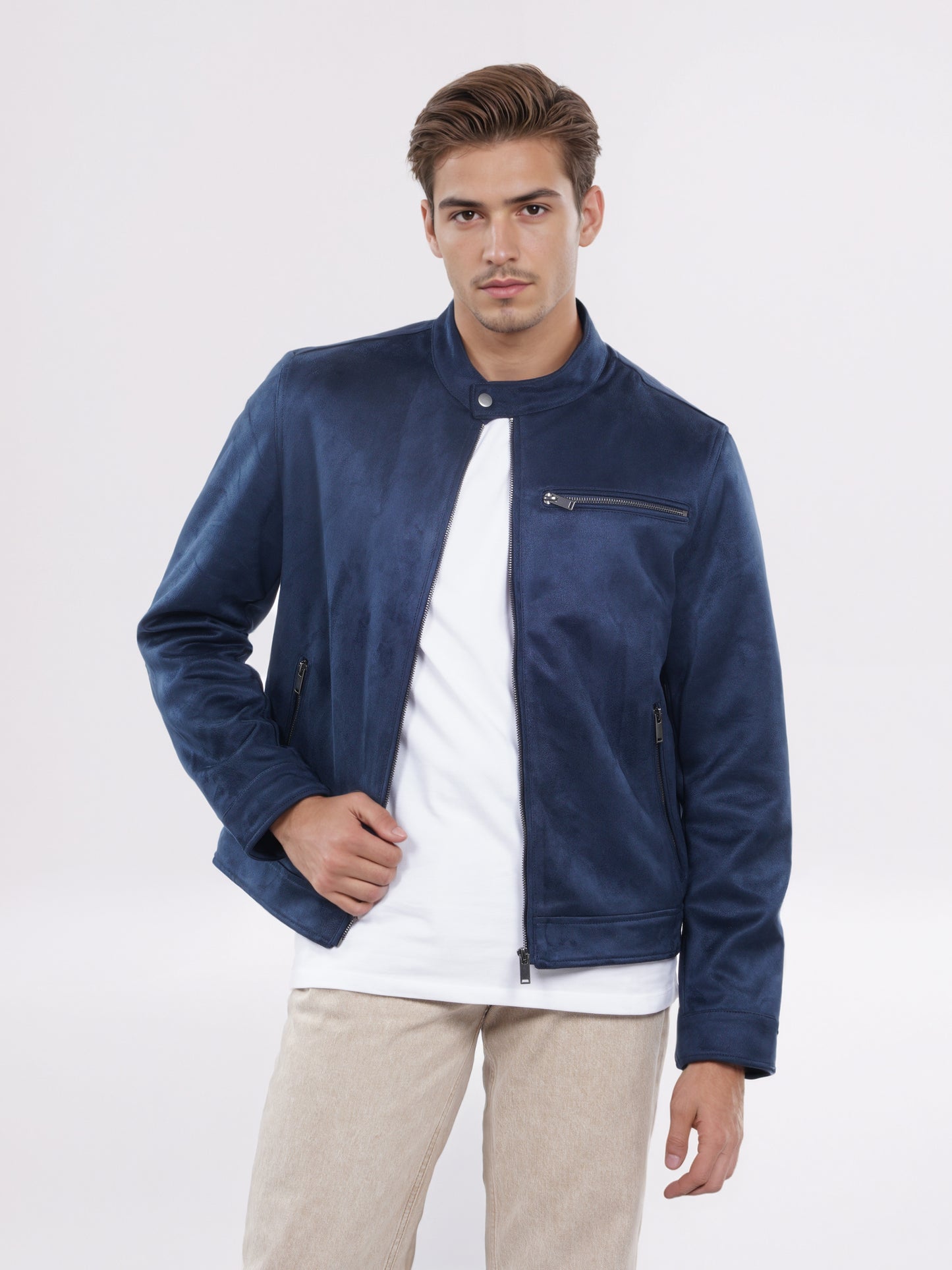 Celio* Men Navy Blue Solid Regular Fit Polyester Jacket