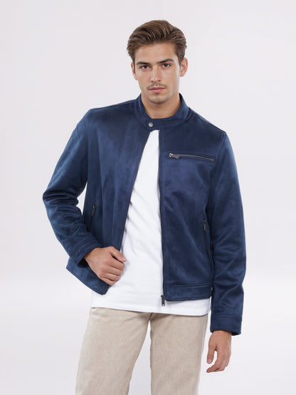 Celio* Men Navy Blue Solid Regular Fit Polyester Jacket