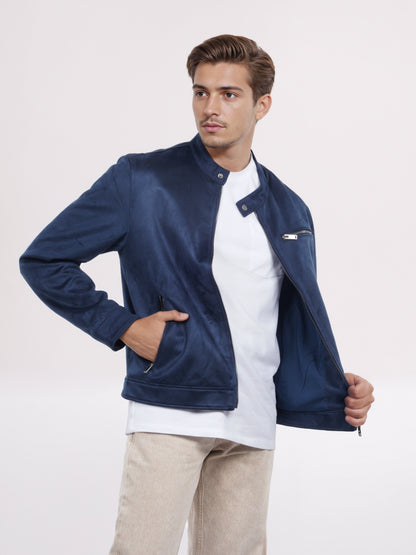 Celio* Men Navy Blue Solid Regular Fit Polyester Jacket