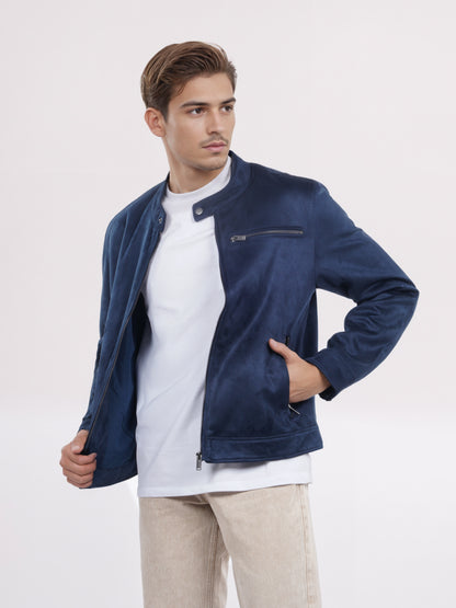 Celio* Men Navy Blue Solid Regular Fit Polyester Jacket