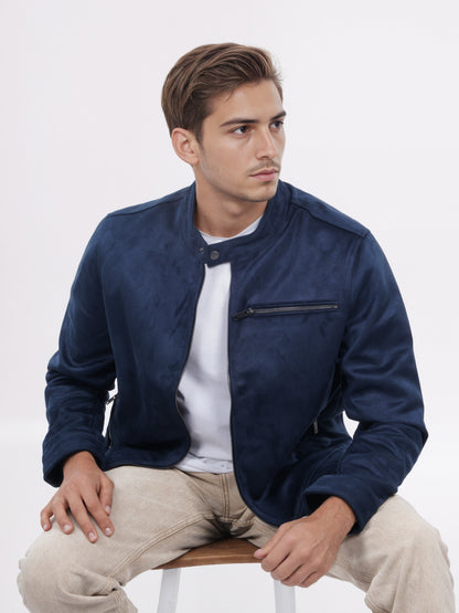 Celio* Men Navy Blue Solid Regular Fit Polyester Jacket