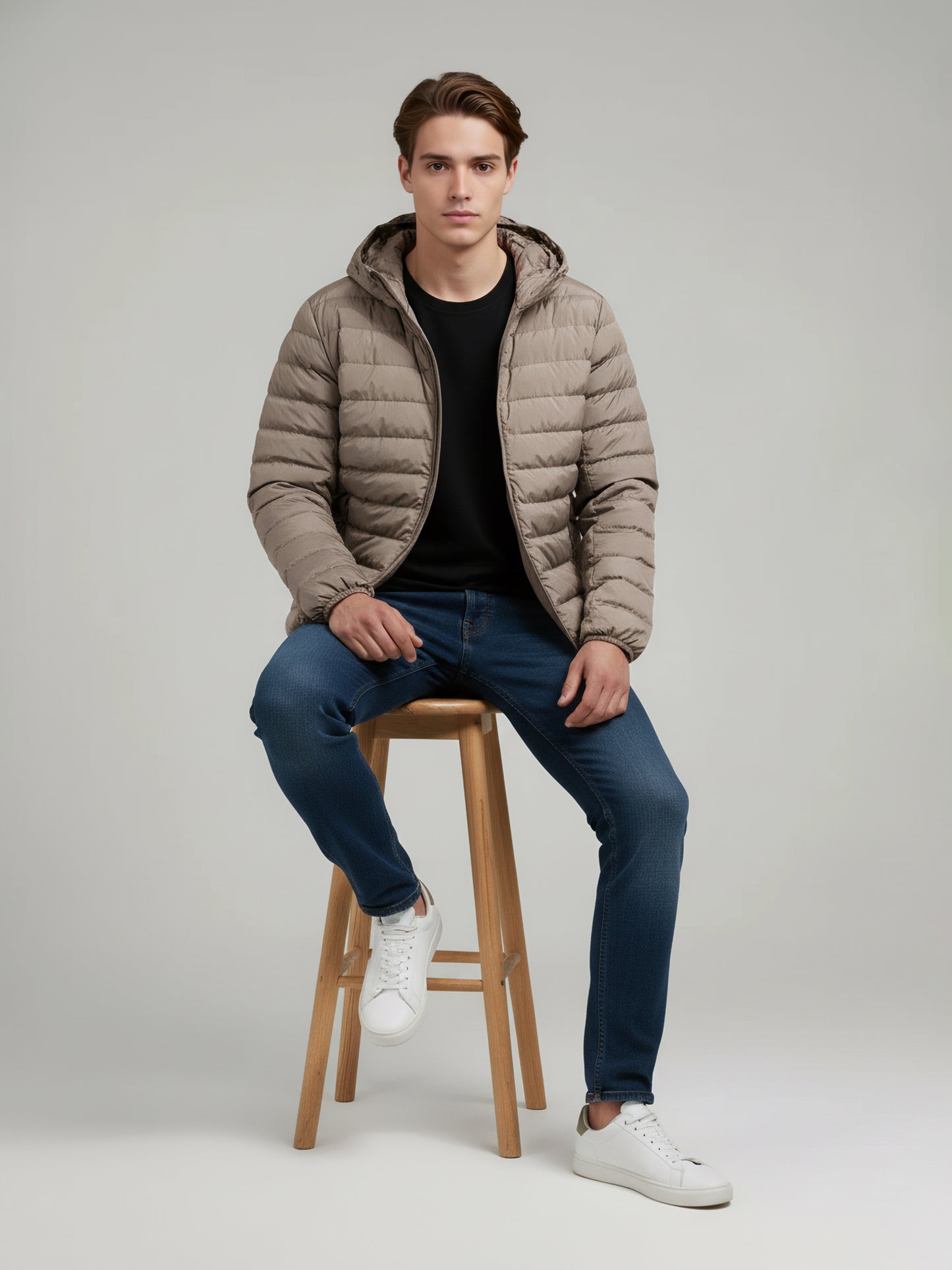 Celio* Men Beige Solid Regular Fit Polyester Jackets