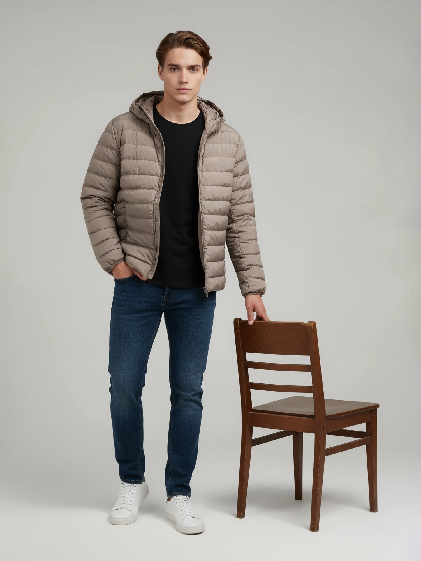 Celio* Men Beige Solid Regular Fit Polyester Jackets