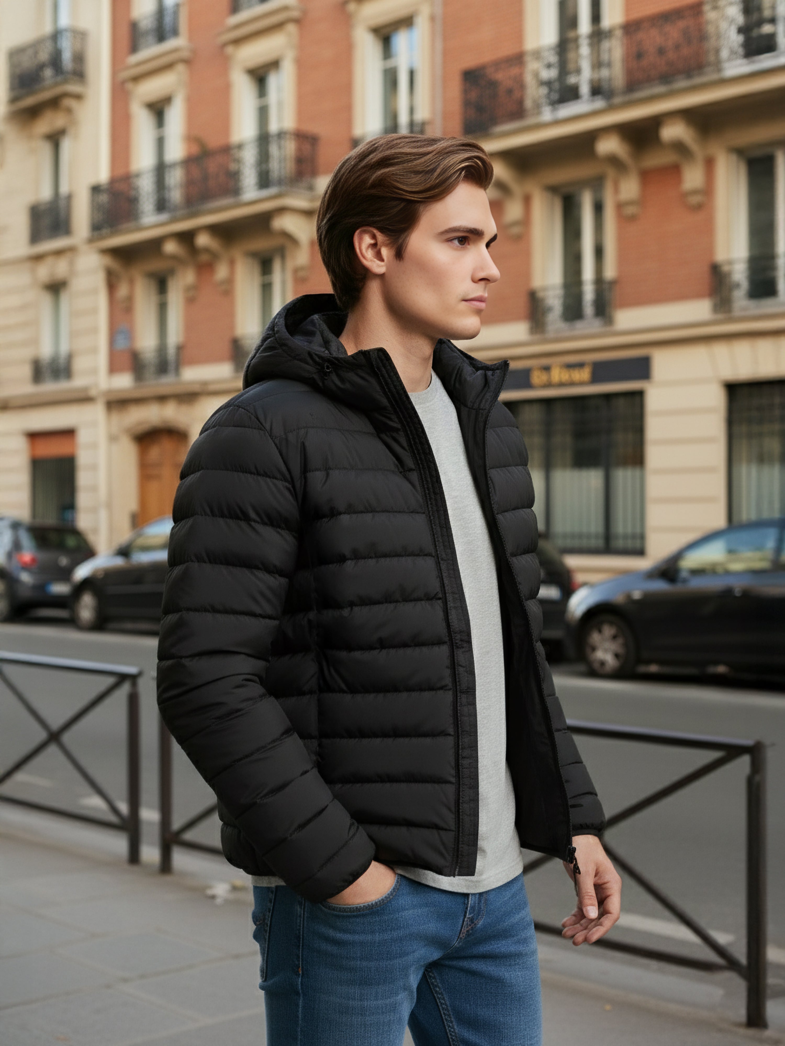 Celio* Men Black Solid Regular Fit Polyester Jackets