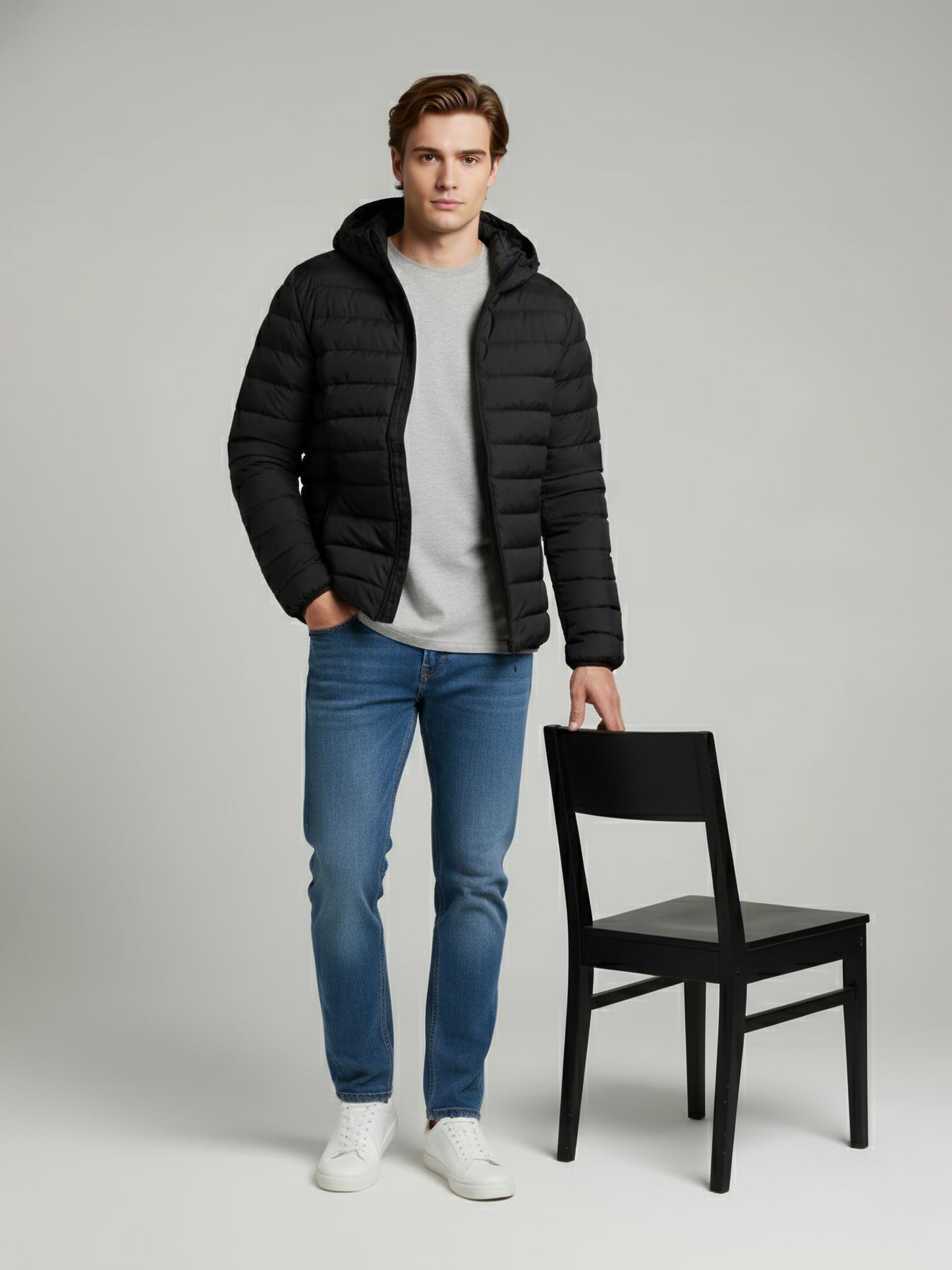 Celio* Men Black Solid Regular Fit Polyester Jackets