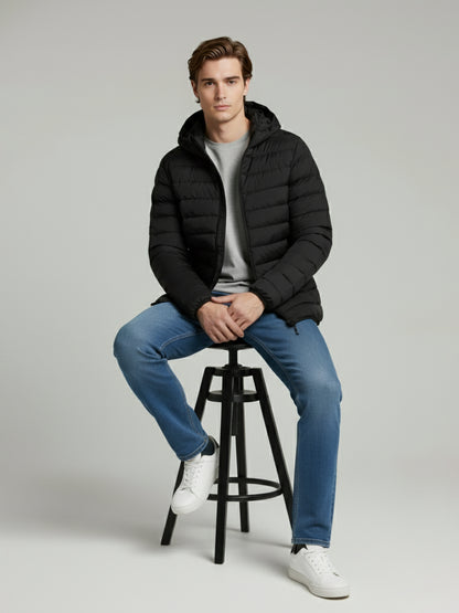 Celio* Men Black Solid Regular Fit Polyester Jackets